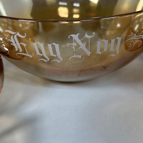 Jeanette Marigold | Orange Luster Egg Nog Punch Bowl & 8 Cups Set - Picture 2 of 8